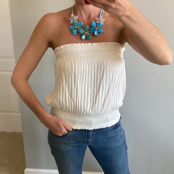 Tops - Ivory Ribbed Tube Top